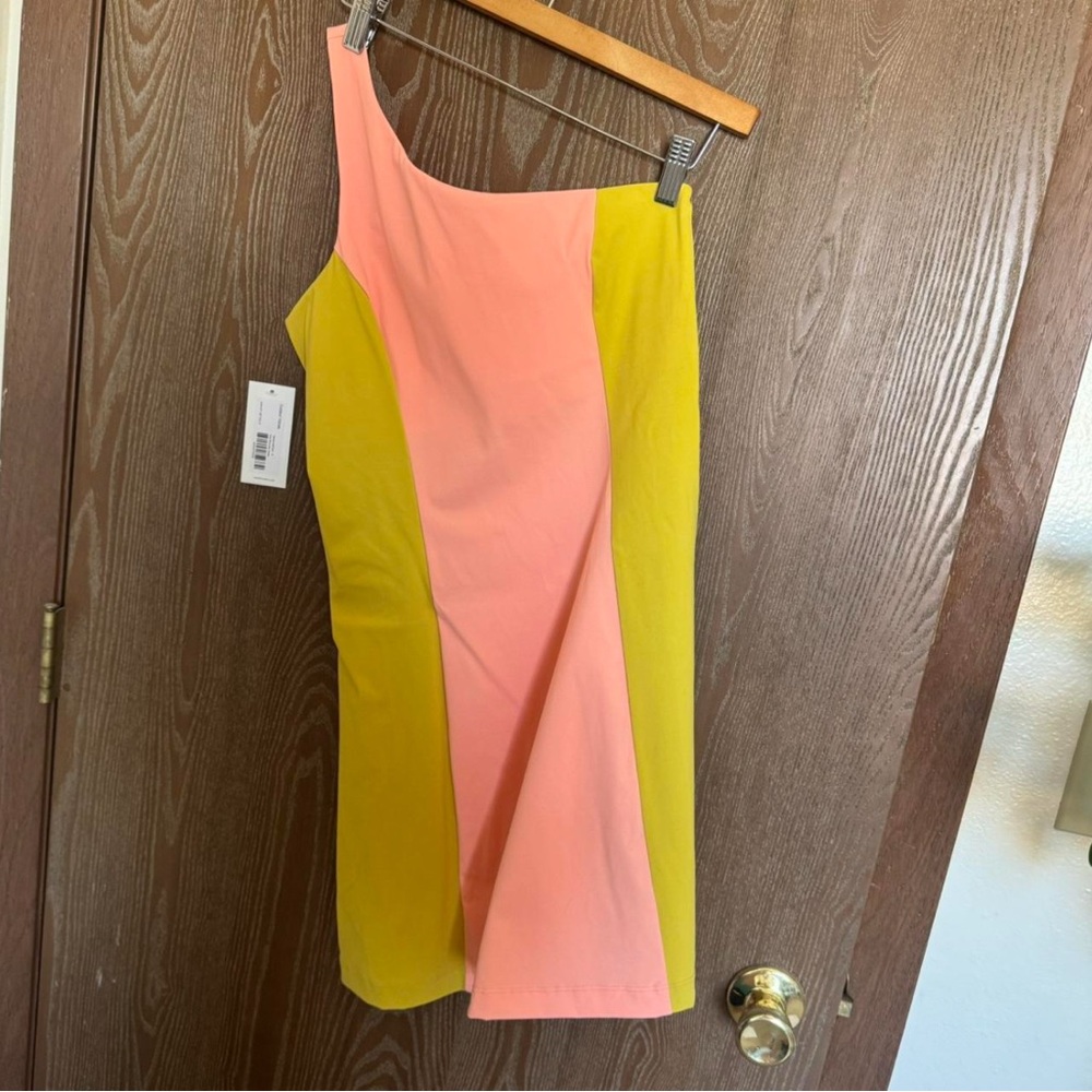 Outdoor Voices Orange Pink One Shoulder Dress
